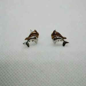 Two tone 925 dolphin  studs